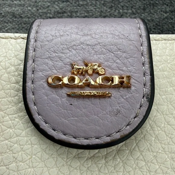 Coach Cream and Lavender Accordion Card Case In Colorblock CA765 - Picture 7 of 14